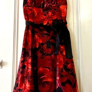 Elegant Red Floral Dress